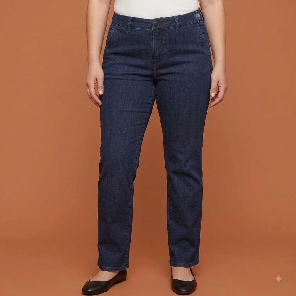 NYDJ Marilyn Straight Jeans Womens‎ 14P Dark Wash Lift Tuck Stretch